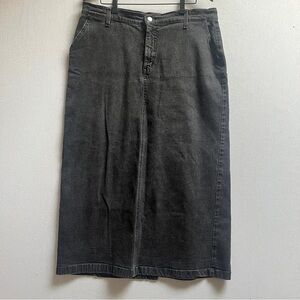 French Dressing Black Denim High Waisted Midi Maxi Skirt Sz 18